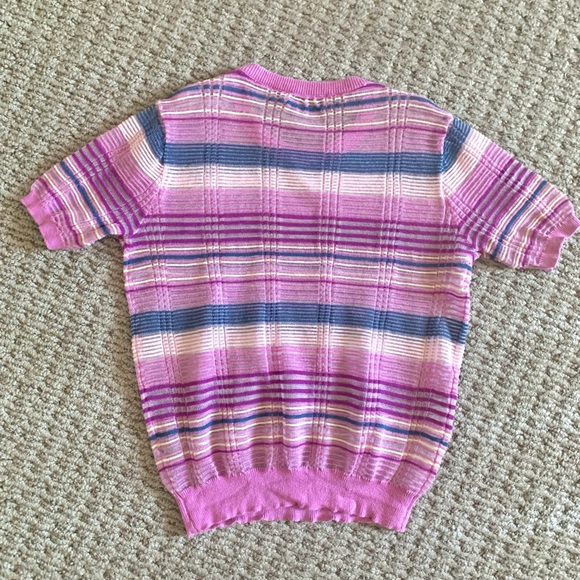 Zara knit shirt: Small purple, rose, blue,& yellow synthetic knitted sheer top - Picture 2 of 4